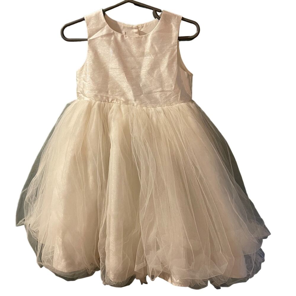 Marmellata Girls' Ivory Dress Tulle Party Holiday Satin Size 2T